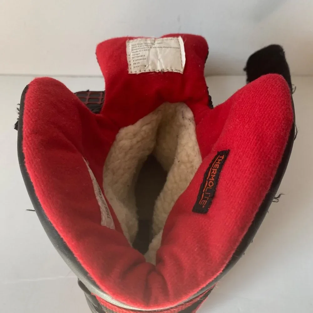 Cat & Jack Kids Black Red Thermolite Insulated Winter Snow‎ Boots Size 3